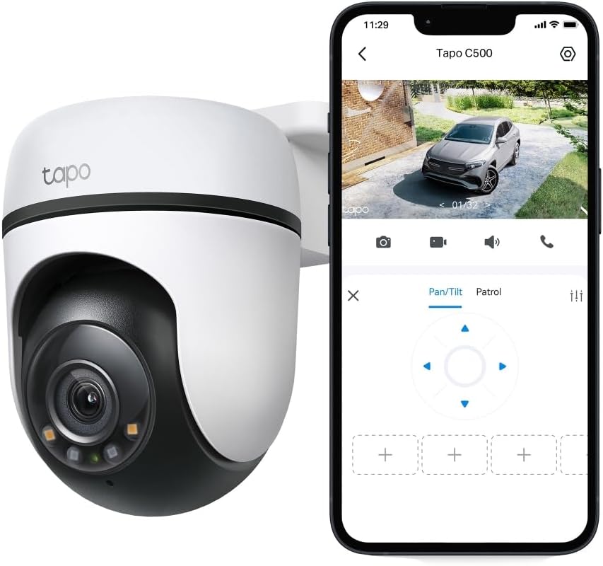 Tapo C500 - Cámara Vigilancia Wi-FI Exterior 360º, Resolución 1080p, Detección Movimiento, Visión Nocturna hasta 30 m, Audio Bi-direccional, Sirena, Compatible Alexa y Google, 2MP - 5
