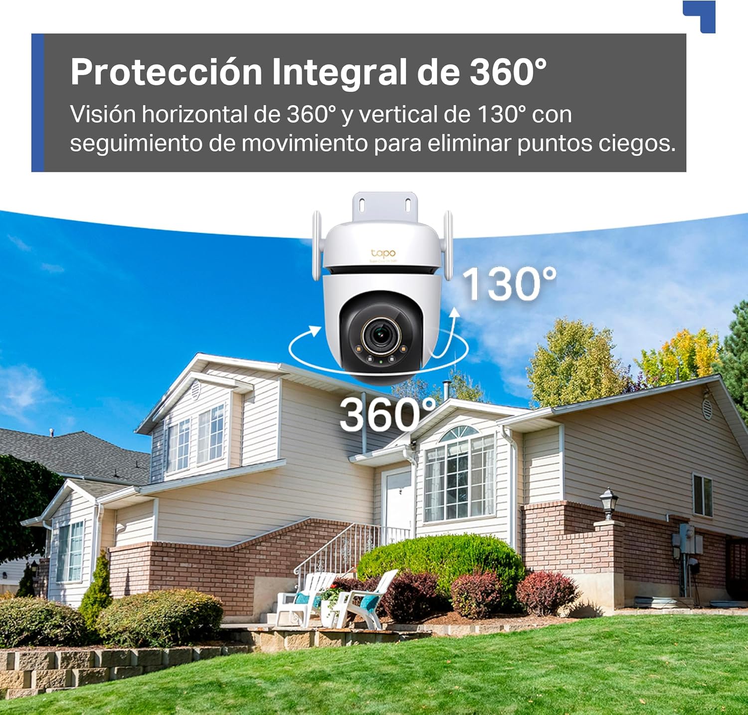 Tapo C530WS - Cámara Seguridad Exterior 360° 3K 5MP, Visión Nocturna Color, Resistencia IP66, Alarma Sonora/Luz, Detección AI, Almacenamiento Nube/SD 512GB, Audio Bidireccional - 5