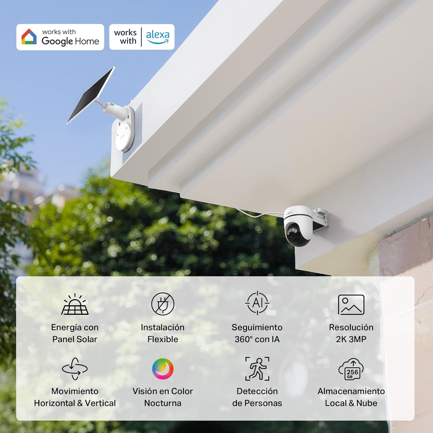 Tapo C610 Kit – Cámara de Vigilancia 360º con Panel Solar y Batería, 2K 3MP, Detección IA Gratuita, Batería 6700 mAh, Seguimiento de Movimiento, Visión Nocturna a Color - 2