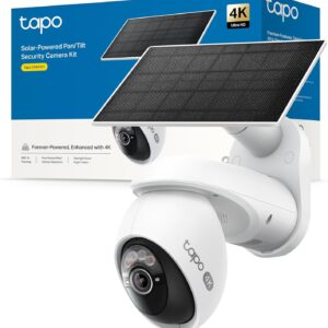 Tapo C660 Kit – Cámara de Seguridad WiFi 4K 8 MP con Panel Solar, Visión de 360°, Zoom Digital x18, Visión Nocturna en Color, Batería de 10000 mAh, Detección IA Gratuita, IP65