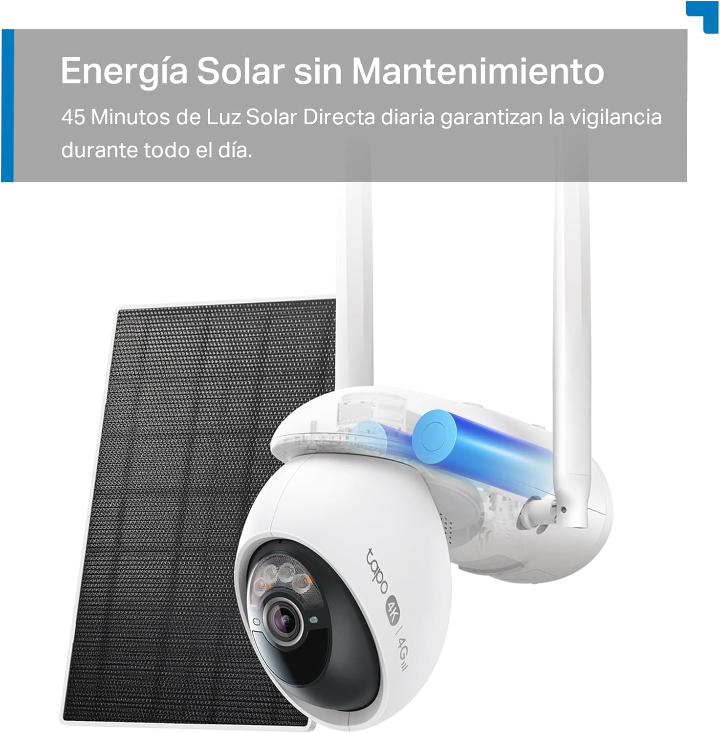 Tapo C665G Kit - 4K Cámara de Seguridad Exterior con Panel Solar, 4G LTE y WiFi, visión Nocturna a Color, detección IA, Seguimiento 360°, batería Recargable, IP65 - 5