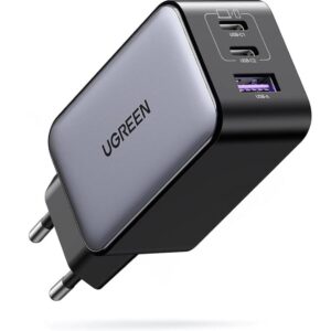 UGREEN Nexode Cargador USB C 65W, Carga Rápida con 3 Puertos, Compatible con MacBook Air, iPhone 17 Pro MAX Air/16/15/14, iPad, Samsung Galaxy S25/S25+/S25 Ultra/S24/S23/S22 y Google Pixel 7 Pro