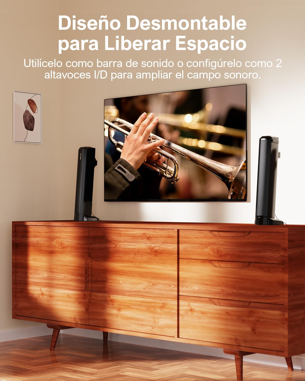 ULTIMEA 2.2ch Barra de Sonido para TV, 2 en 1 Soundbar Divisible con VoiceMX y BassMX, Bluetooth 5.3, 6 Modos de Ecualización, Graves Ajustables, Conexión ARC/Óptico/Aux, Apollo S40 Pro - 4