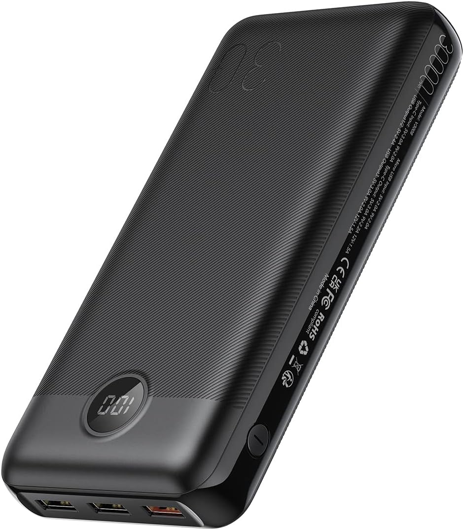 VEGER Power Bank,30000mAh Bateria Externa con Pantalla LED Bateria Portatil USB C Carga rapida PD 20W QC 3.0 con 2 Entradas y 4 Salidas Compatible con iPhone, Samsung, Huawei, Tableta y más. - 1