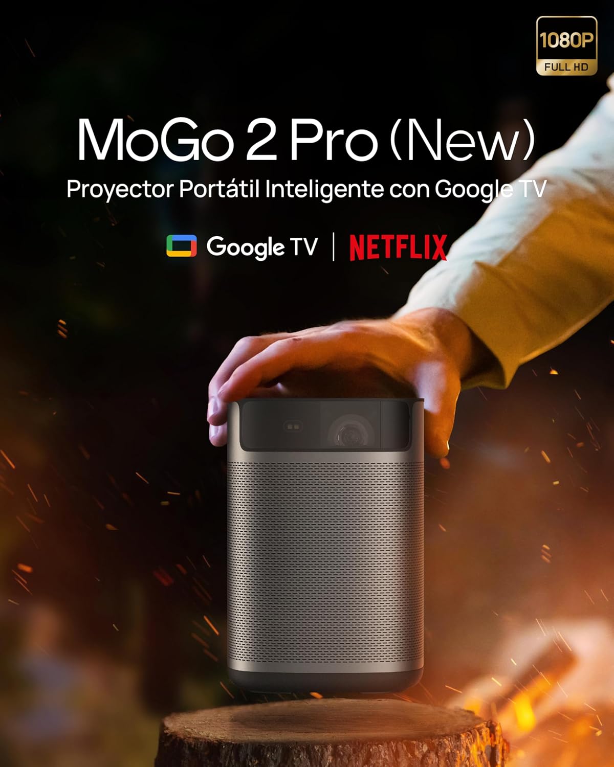 XGIMI MoGo 2 Pro (New) 1080P Mini Proyector Portátil, Google TV con Netflix, 430 Lúmenes ISO, Altavoces 2X8W, Soporta 4K, WiFi y Bluetooth, Enfoque Automático, Protección Ocular Inteligente - 2