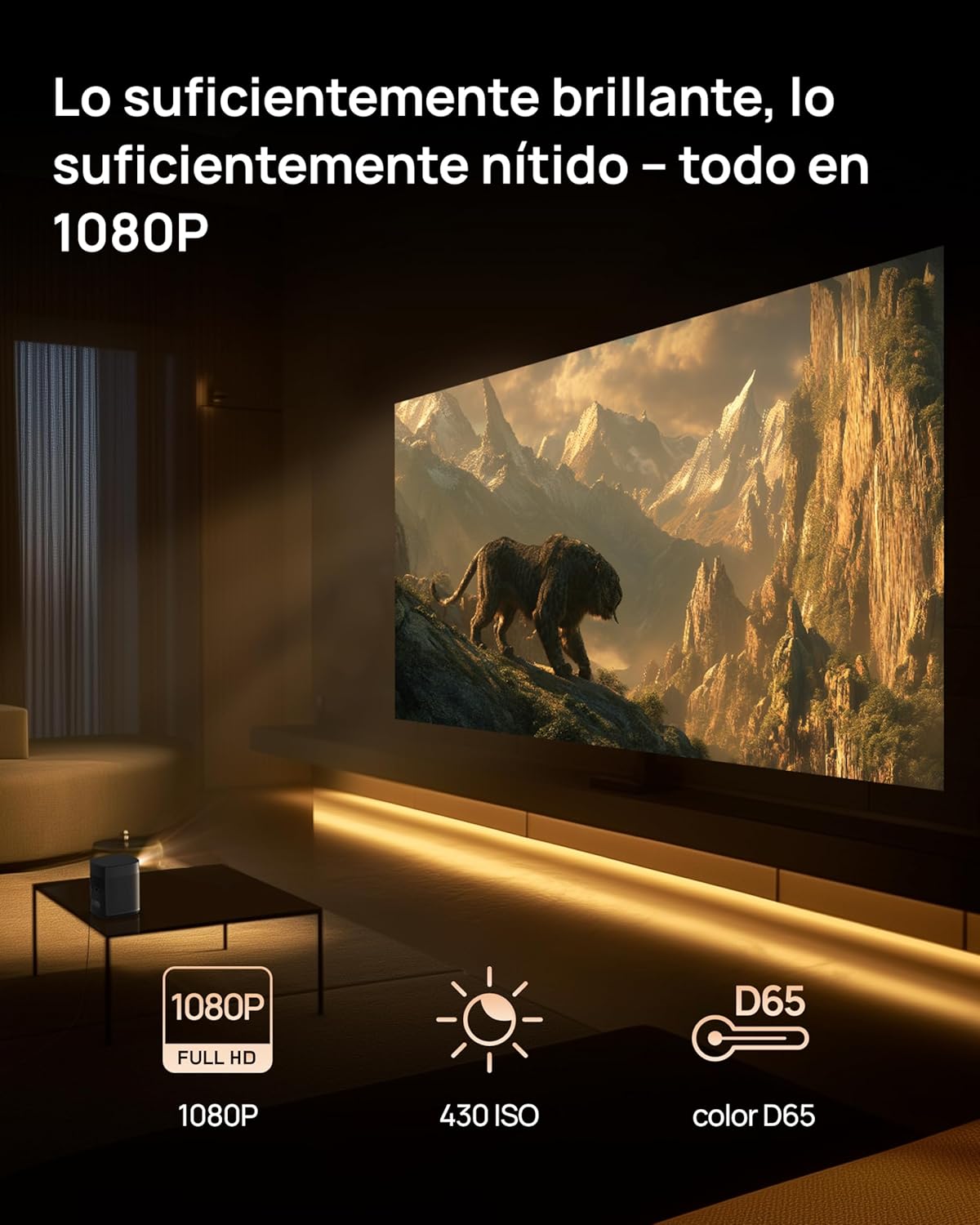 XGIMI MoGo 2 Pro (New) 1080P Mini Proyector Portátil, Google TV con Netflix, 430 Lúmenes ISO, Altavoces 2X8W, Soporta 4K, WiFi y Bluetooth, Enfoque Automático, Protección Ocular Inteligente - 3