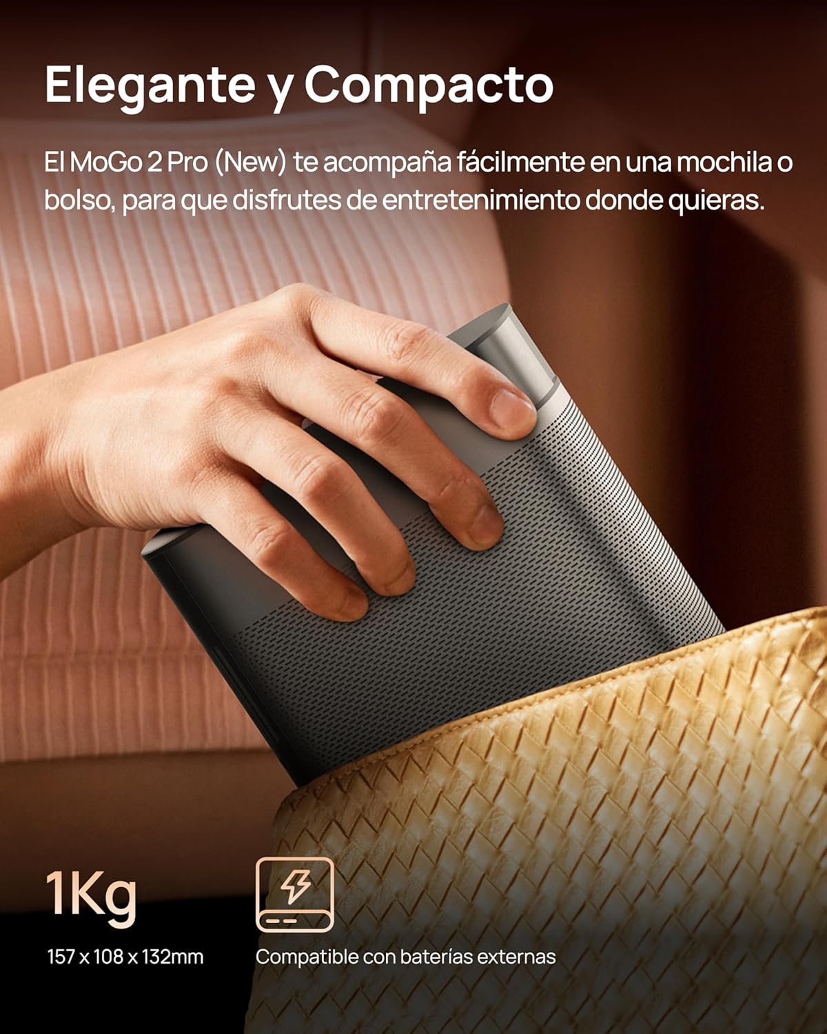 XGIMI MoGo 2 Pro (New) 1080P Mini Proyector Portátil, Google TV con Netflix, 430 Lúmenes ISO, Altavoces 2X8W, Soporta 4K, WiFi y Bluetooth, Enfoque Automático, Protección Ocular Inteligente - 6