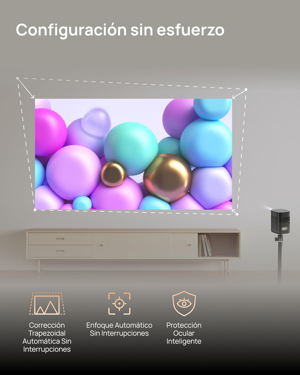 XGIMI MoGo 2 Pro (New) 1080P Mini Proyector Portátil, con Soporte multiángulo, Google TV con Netflix, 430 Lúmenes ISO, Altavoces 2X8W, WiFi y Bluetooth, Enfoque Automático - 4