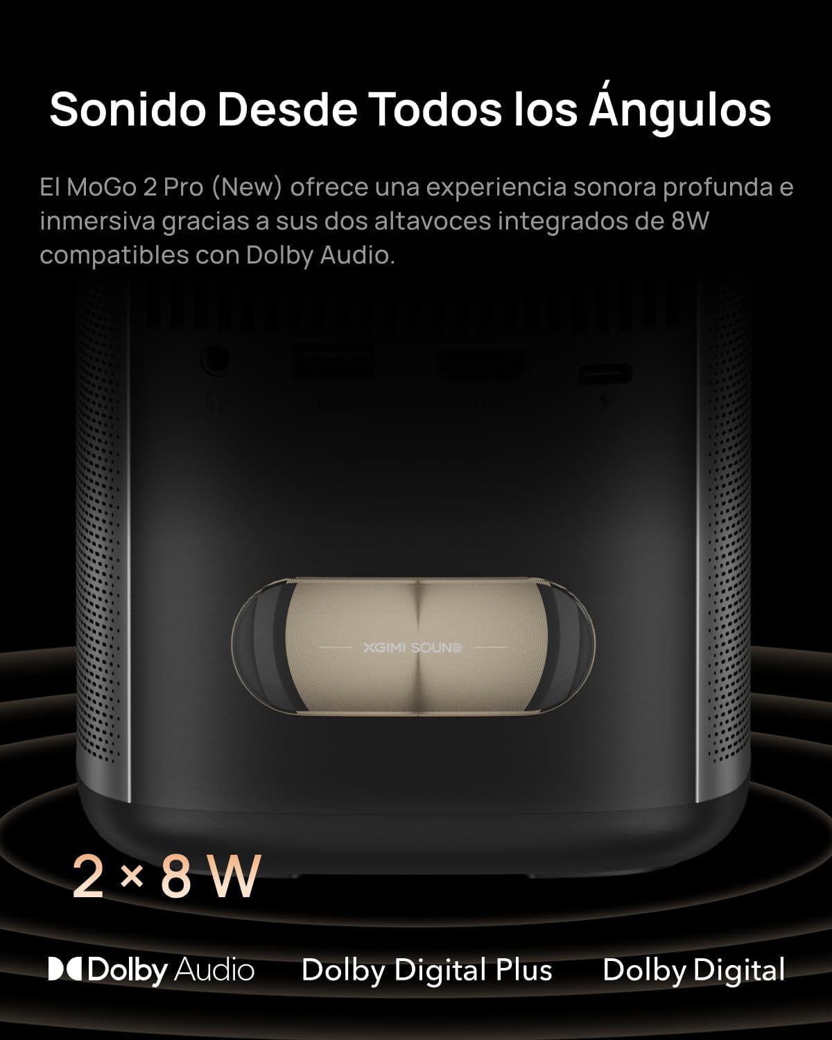 XGIMI MoGo 2 Pro (New) 1080P Mini Proyector Portátil, con Soporte multiángulo, Google TV con Netflix, 430 Lúmenes ISO, Altavoces 2X8W, WiFi y Bluetooth, Enfoque Automático - 5