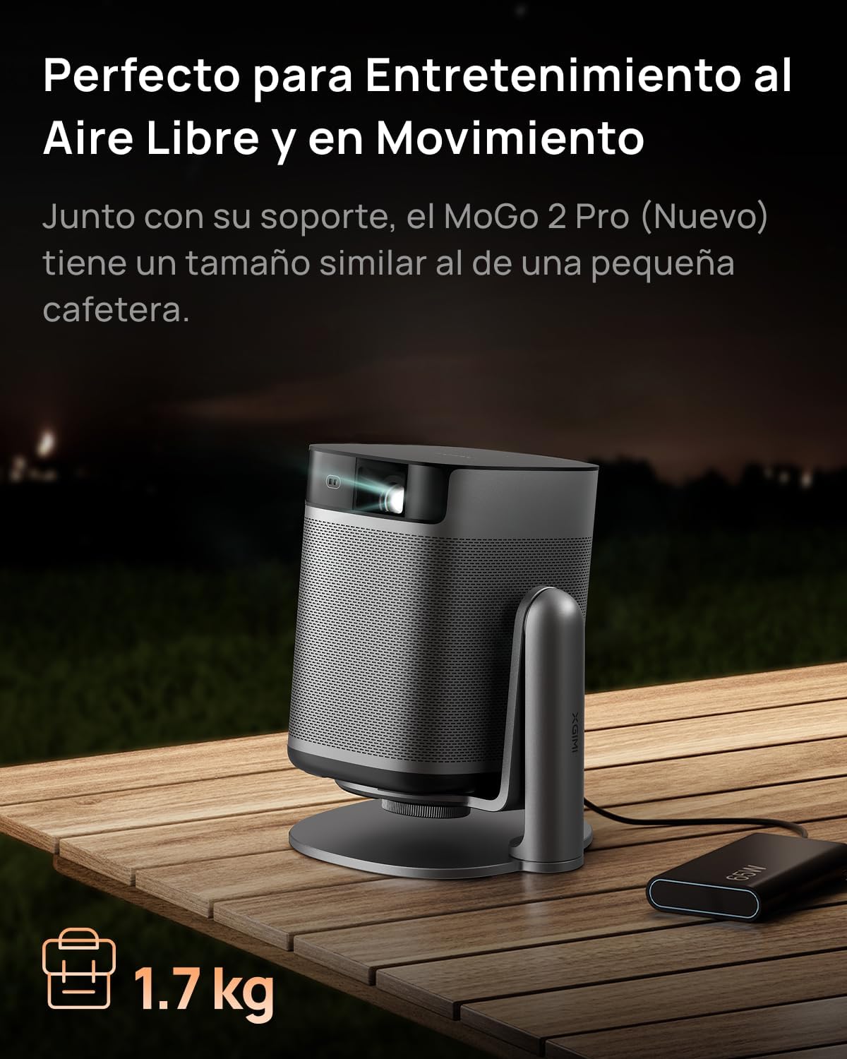 XGIMI MoGo 2 Pro (New) 1080P Mini Proyector Portátil, con Soporte multiángulo, Google TV con Netflix, 430 Lúmenes ISO, Altavoces 2X8W, WiFi y Bluetooth, Enfoque Automático - 6