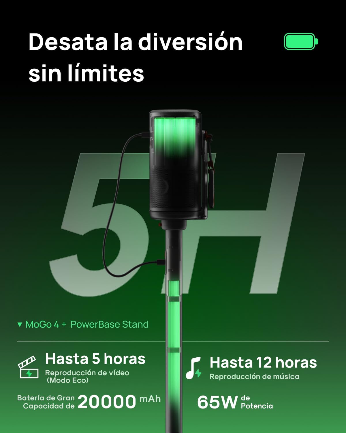 XGIMI MoGo 4 Laser Proyector Kit para Exteriores, Incluye 4 Filtros, Soporte PowerBase con Batería, Pantalla de 70", Funda de Transporte, 550 Lúmenes ISO, Autonomía 5h, Google TV con Netflix Oficial - 4