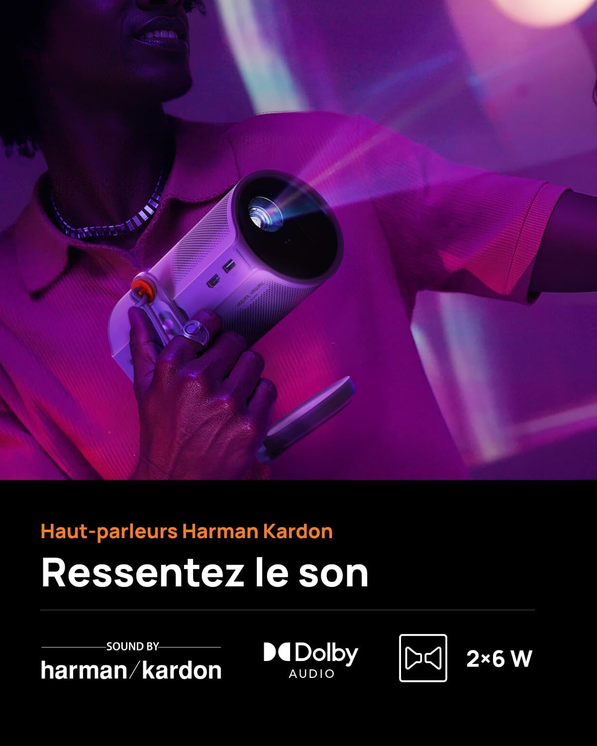 XGIMI MoGo 4 Laser Proyector Portátil, 550 Lúmenes ISO, Batería Integrada 2,5 h, Soporte 360°, 4 Filtros, Google TV con Netflix, 2 Altavoces Harman Kardon 6W - 5