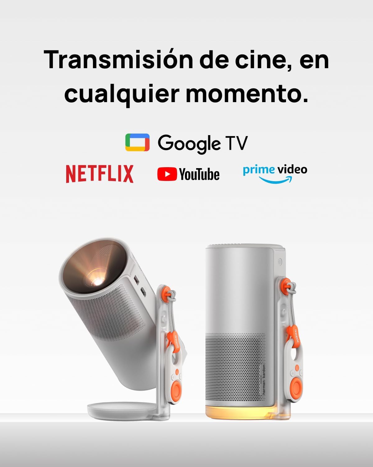 XGIMI MoGo 4 Proyector Portátil con Batería, 450 lúmenes ISO | Google TV y Netflix Oficial, Soporte 360°, 2,5 h de Autonomía, Altavoces Harman Kardon 12W, WiFi, Bluetooth, Versión 2025 - 2