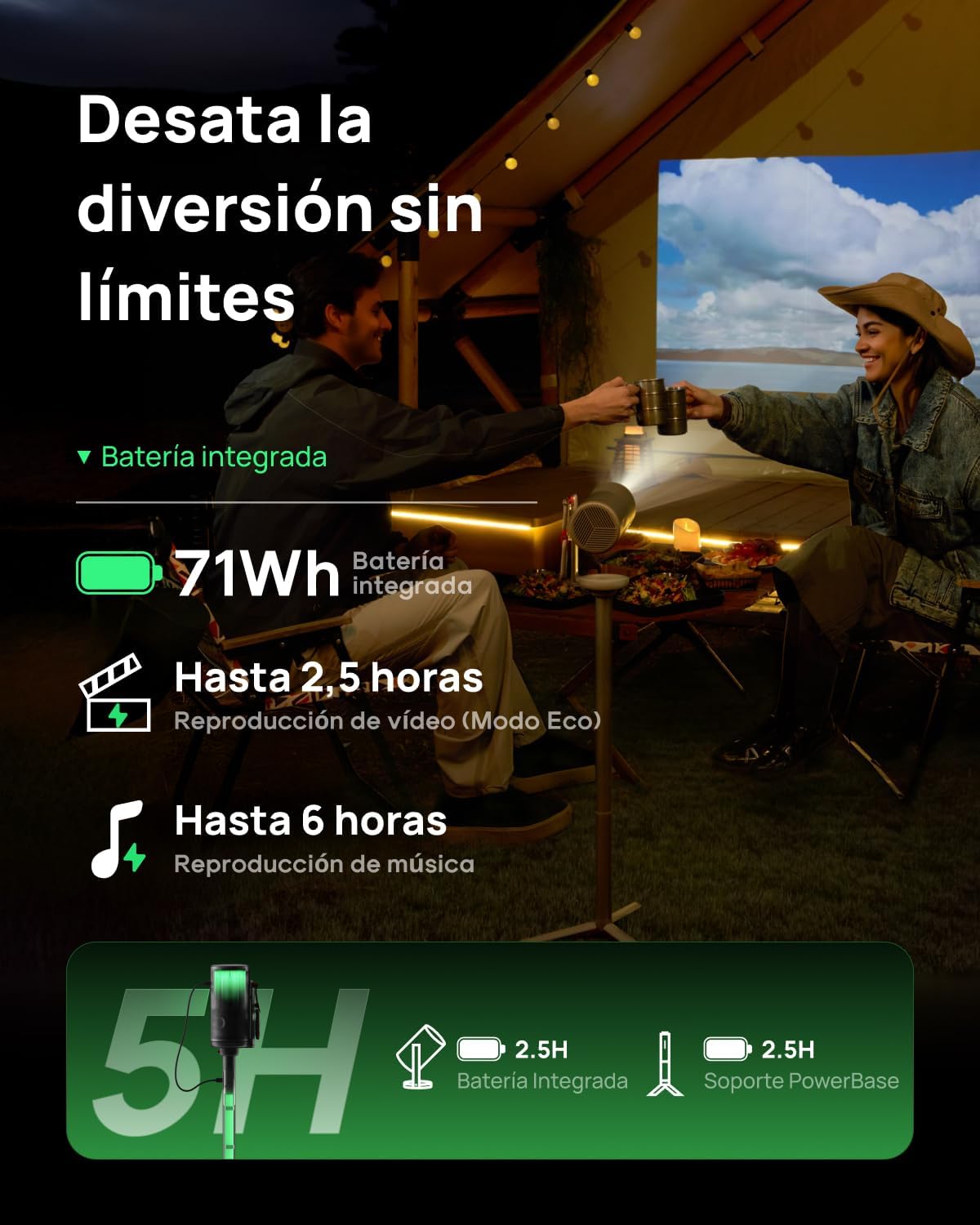 XGIMI MoGo 4 Proyector Portátil con Batería, 450 lúmenes ISO | Google TV y Netflix Oficial, Soporte 360°, 2,5 h de Autonomía, Altavoces Harman Kardon 12W, WiFi, Bluetooth, Versión 2025 - 6