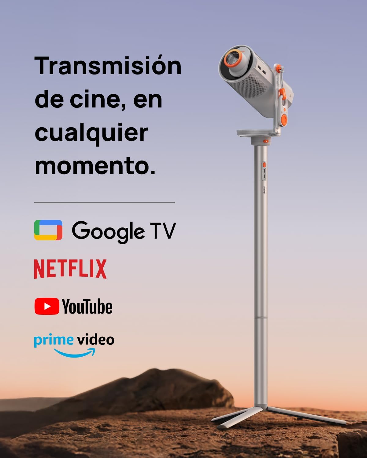 XGIMI MoGo 4 Proyector Portátil con Soporte PowerBase, Autonomía de 5h, Google TV con Netflix Oficial, Soporte 360°, 450 Lúmenes ISO, Altavoces Harman Kardon de 12 W - 2