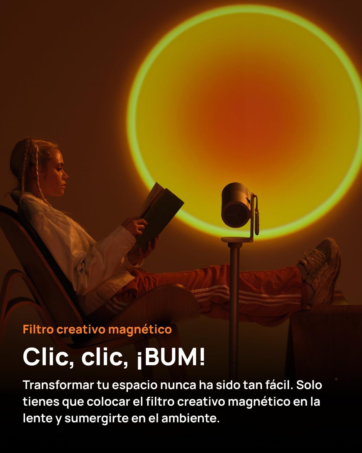 XGIMI MoGo 4 Proyector Portátil con Soporte PowerBase, Autonomía de 5h, Google TV con Netflix Oficial, Soporte 360°, 450 Lúmenes ISO, Altavoces Harman Kardon de 12 W - 3
