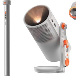 XGIMI MoGo 4 Proyector Portátil con Soporte PowerBase, Autonomía de 5h, Google TV con Netflix Oficial, Soporte 360°, 450 Lúmenes ISO, Altavoces Harman Kardon de 12 W