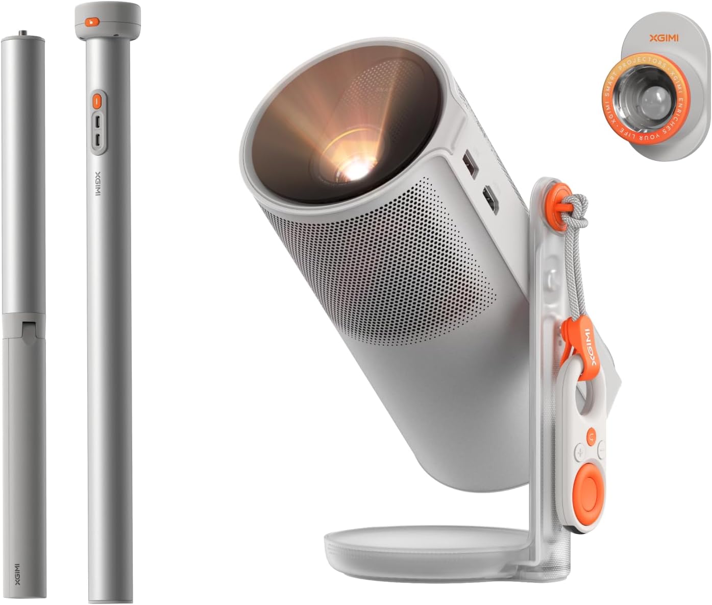 XGIMI MoGo 4 Proyector Portátil con Soporte PowerBase, Autonomía de 5h, Google TV con Netflix Oficial, Soporte 360°, 450 Lúmenes ISO, Altavoces Harman Kardon de 12 W - 1