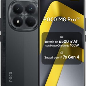 XIAOMI POCO M8 Pro 5G - Smartphone de 12+512GB, Pantalla de 6,83" 1.5K AMOLED, Snapdragon 7s Gen 4, cámara de 50MP, Hypercharge 100W, Cargador no Incluido, Negro (Versión ES)