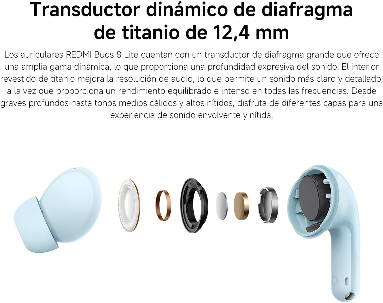 XIAOMI REDMI Buds 8 Lite – Auriculares inalámbricos Bluetooth in-Ear con ANC 42 dB, Driver de 12,4 mm, Graves intensos, hasta 36 h de autonomía, 5 ajustes de EQ y Bluetooth 5.4, Negro - 6