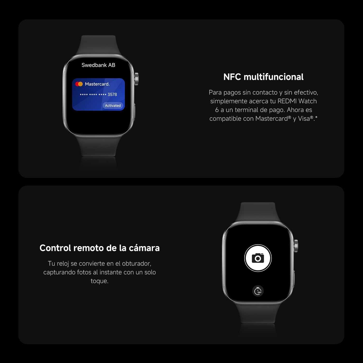XIAOMI Redmi Watch 6 NFC, Reloj Inteligente Mujer y Hombre, Pantalla AMOLED 2.07'', Monitoreo cardíaco,sueño y estrés, 150+ Modos Deportivos, 24 Días de Batería, 5ATM, GPS, iOS & Android,Gris - 3