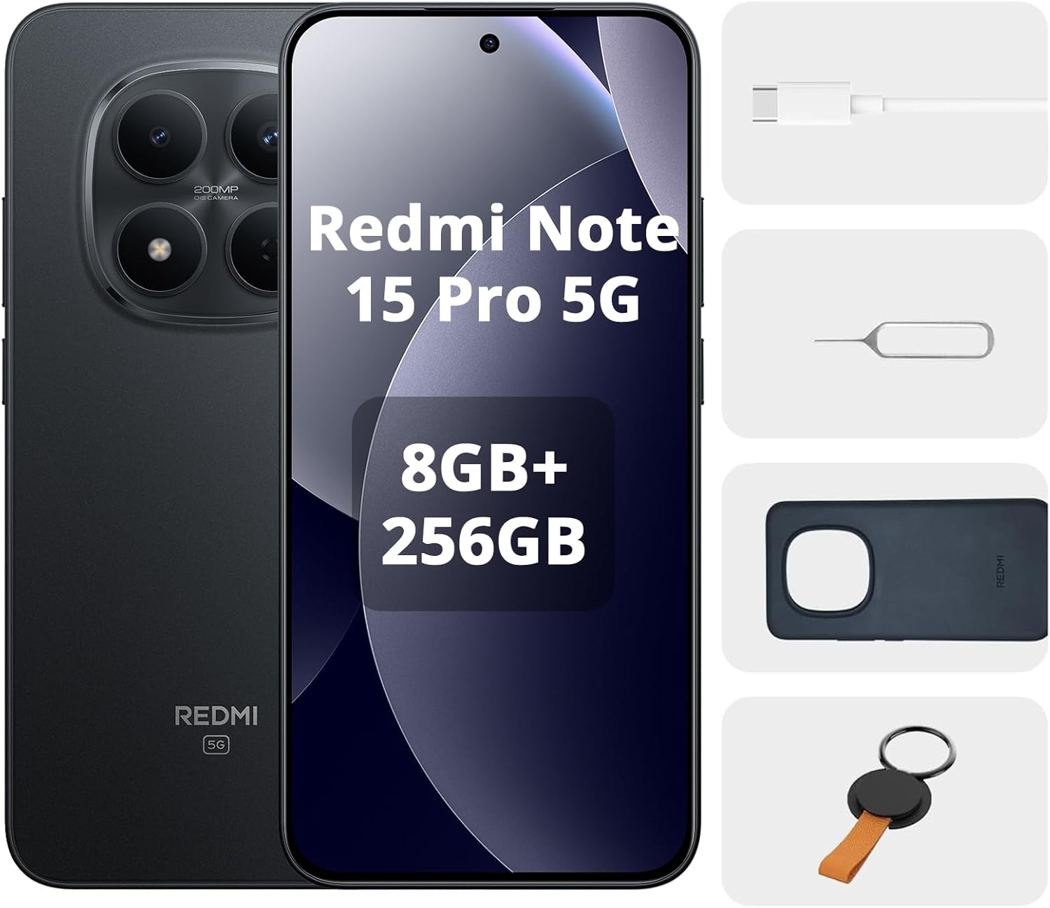 Xiaomi Redmi Note 15 Pro 5G de 8+256GB, Pantalla AMOLED 1.5K de 6.83 pulgadas, Procesador MediaTek Dimensity 7400-Ultra, Cámara 200MP, Batería 6580 mAh, Titanio - 1