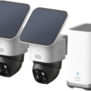 eufy Security SoloCam S340 3K Camara vigilancia WiFi Exterior Solar, Camara vigilancia WiFi Exterior, vigilancia de 360°, Wi-Fi 2,4 GHz, sin cuotas mensuales, Compatible con HomeBase 3,Kit 2+1