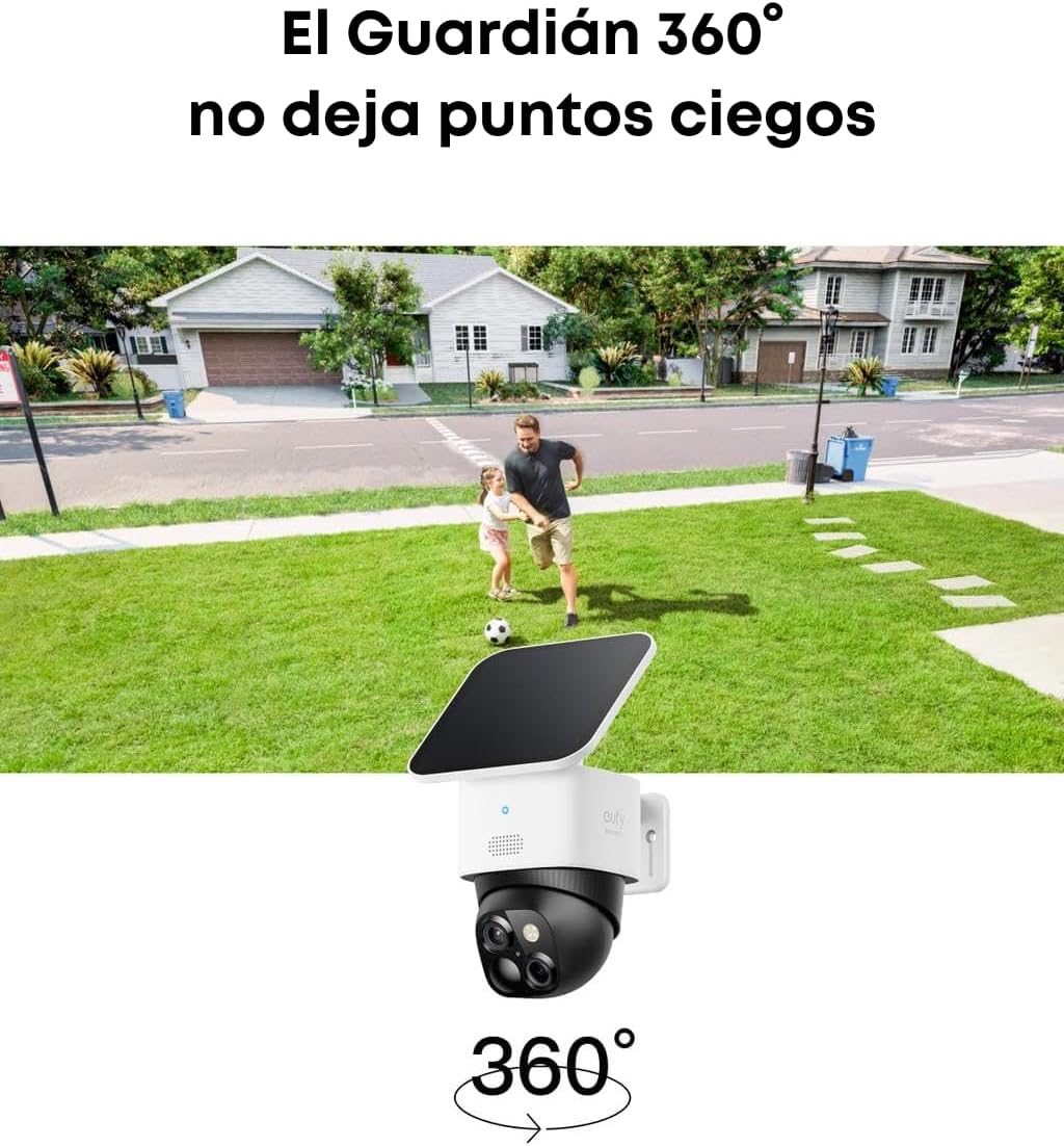 eufy Security SoloCam S340 3K Camara vigilancia WiFi Exterior Solar, Camara vigilancia WiFi Exterior, vigilancia de 360°, Wi-Fi 2,4 GHz, sin cuotas mensuales, Compatible con HomeBase 3,Kit 2+1 - 4