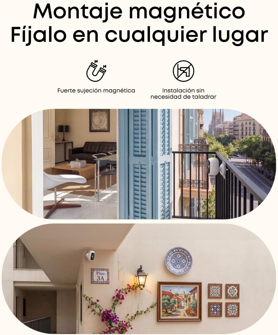 eufy Security eufyCam C35 cámara de vigilancia WiFi Exterior e Interior, Instalación magnética, batería de 180 días, HD 1080p, visión Nocturna, sin cuotas mensuales, Compatible con Homebase 3 - 1