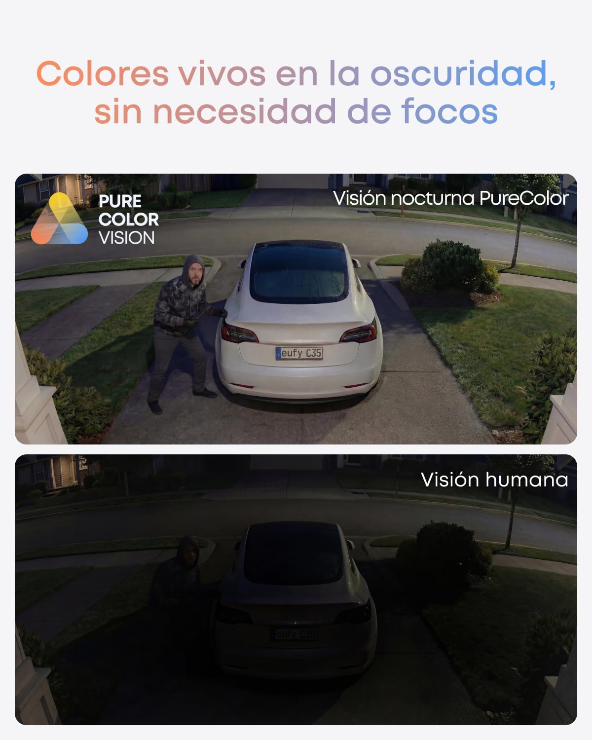 eufy Security eufyCam C35 cámara de vigilancia WiFi Exterior e Interior, Montaje magnético, visión Nocturna en Color, Almacenamiento Local, IP67, sin cuotas mensuales, Kit de 2 cámaras, Blanco - 3