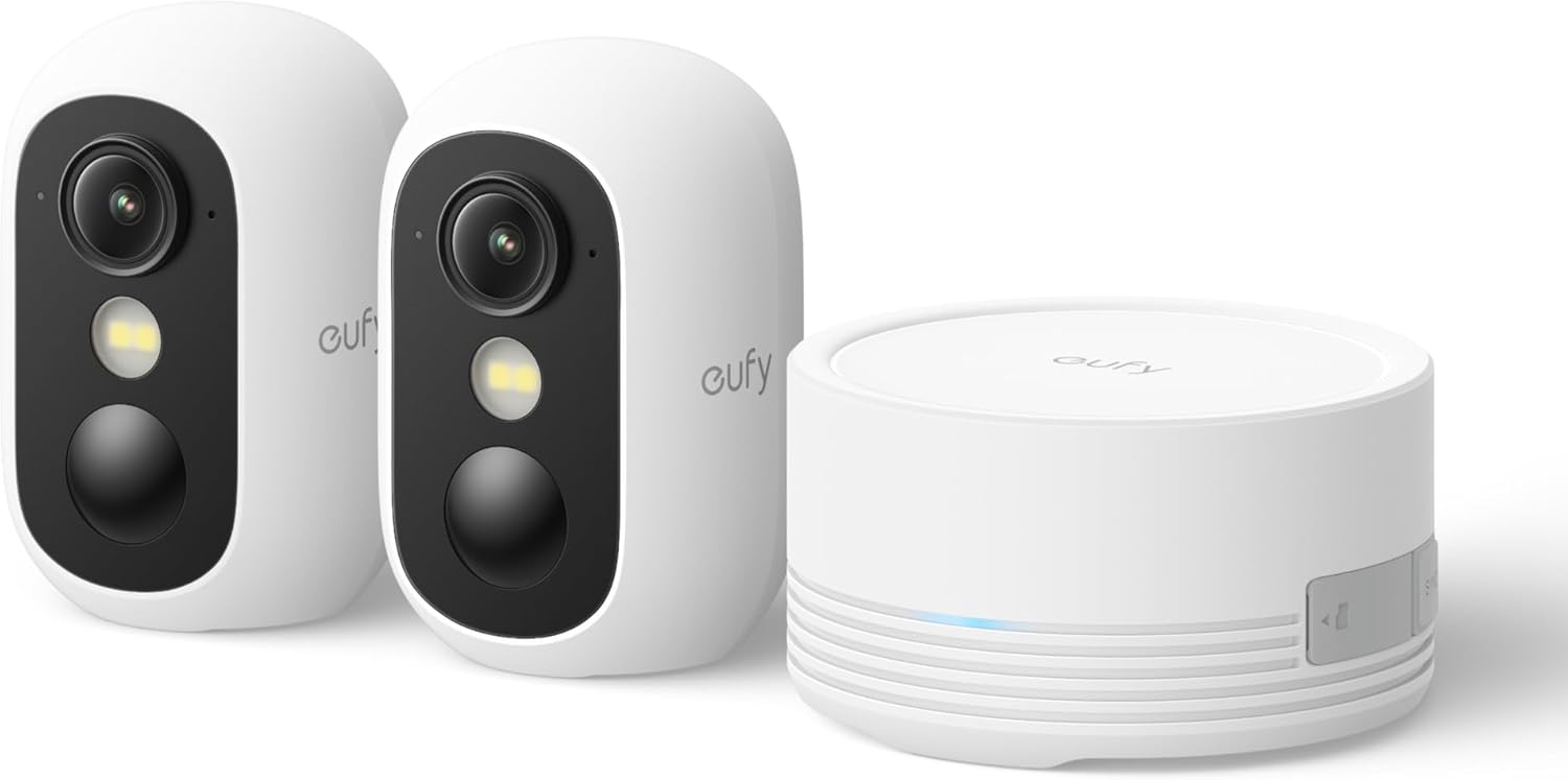 eufy Security eufyCam C35 cámara de vigilancia WiFi Exterior e Interior, Montaje magnético, visión Nocturna en Color, Almacenamiento Local, IP67, sin cuotas mensuales, Kit de 2 cámaras, Blanco - 1