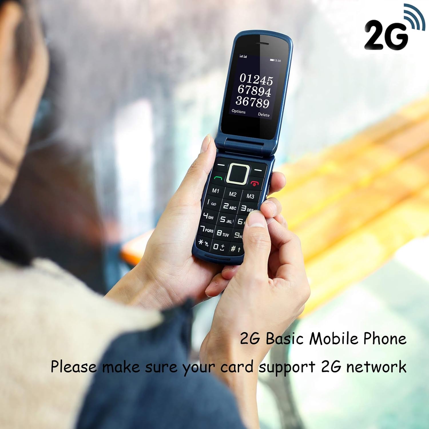 uleway Teléfono Móvil para Mayores, con Tapa de Teclas Grandes, Botón SOS, Pantalla de 2,4 Pulgadas, Llamada Rápida, Sonido Fuerte de Radio, 1000mAh Batería, Fácil Uso para Ancianos, Azul. - 2