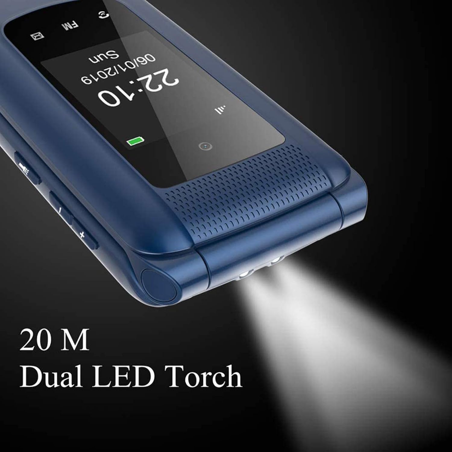 uleway Teléfono Móvil para Mayores, con Tapa de Teclas Grandes, Botón SOS, Pantalla de 2,4 Pulgadas, Llamada Rápida, Sonido Fuerte de Radio, 1000mAh Batería, Fácil Uso para Ancianos, Azul. - 4