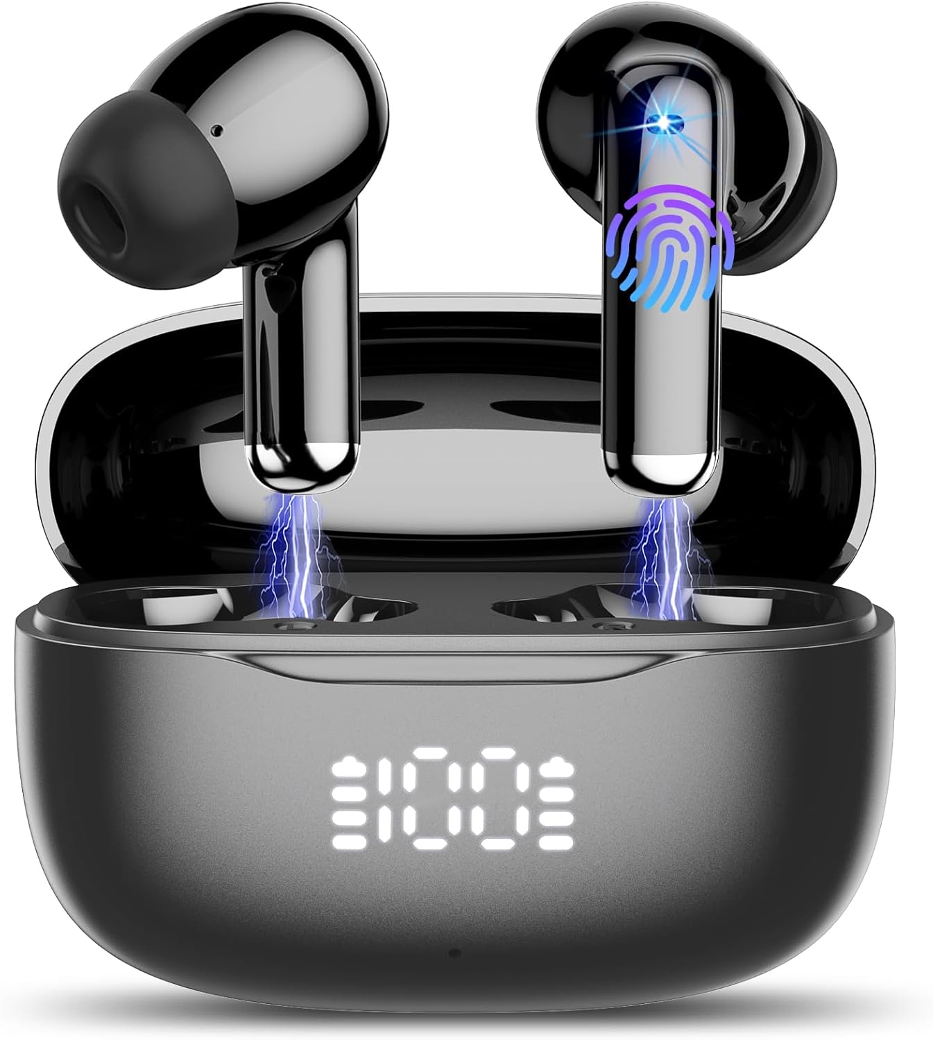2026 Auriculares Inalambricos Bluetooth 5.4, Cancelacion de Ruido Cascos Bluetooth, HiFi Estéreo con Micrófono HD, Pantalla LED, 40H de Autonomía, Auriculares Deportivos in Ear, IP7 Impermeable, USB-C - 1