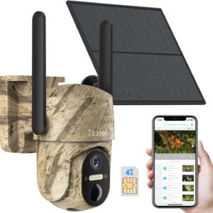 3G/4G LTE Cámara fototrampeo de Vigilancia Exterior con Batería Solar, 2K Visión Nocturna en Color, PIR Detección de Movimiento, IP66, Adecuado para Uso en Exteriores o en Lugares sin WiFi