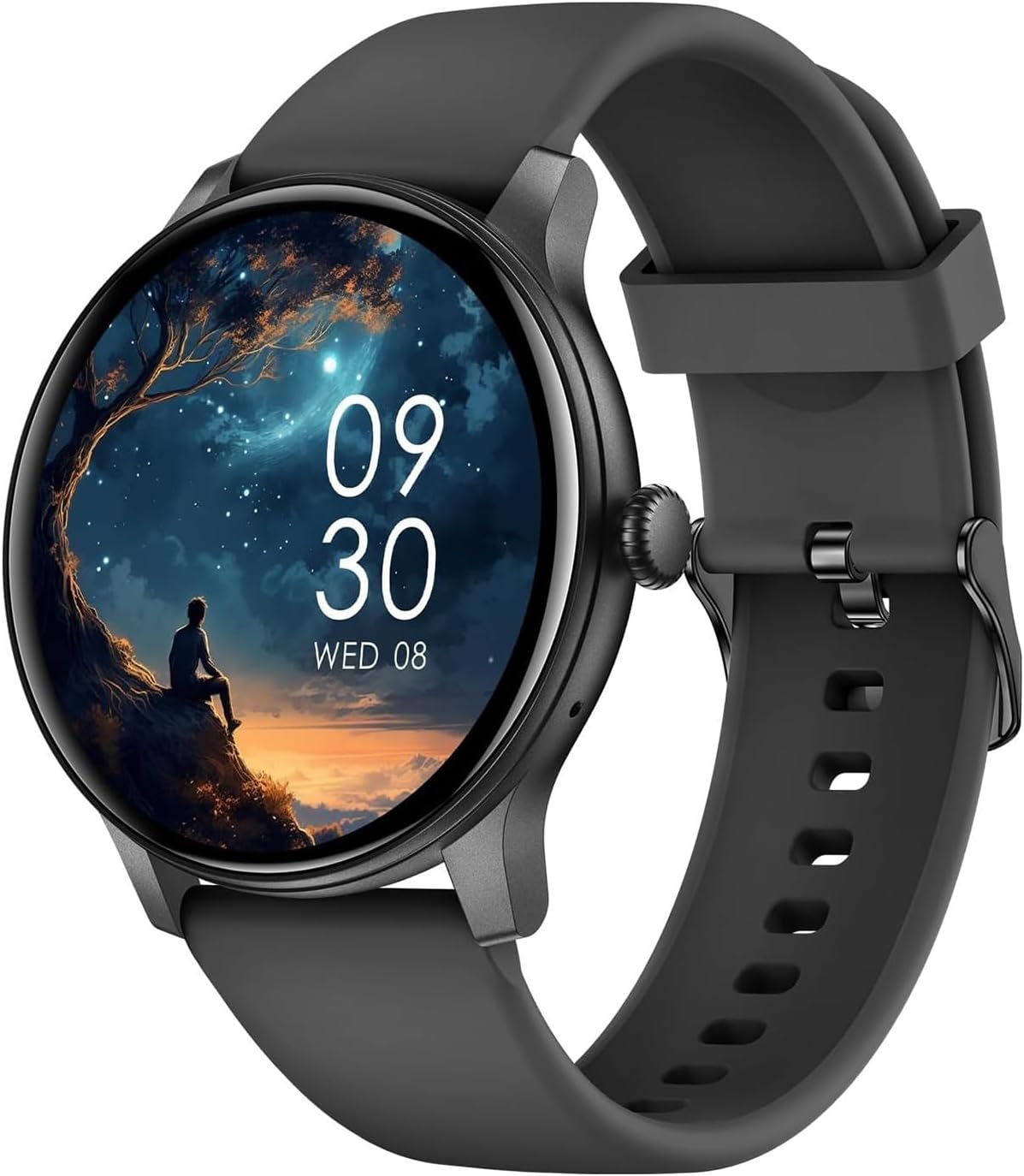 AcclaFit Reloj Inteligente Hombre Mujer con Llamadas Bluetooth, Smartwatch Esfera Redonda 1,38" con Pulsómetro, Monitor de Sueño, IP68 Impermeable, Compatible con Android iOS - Regalo Día del Padre - 1