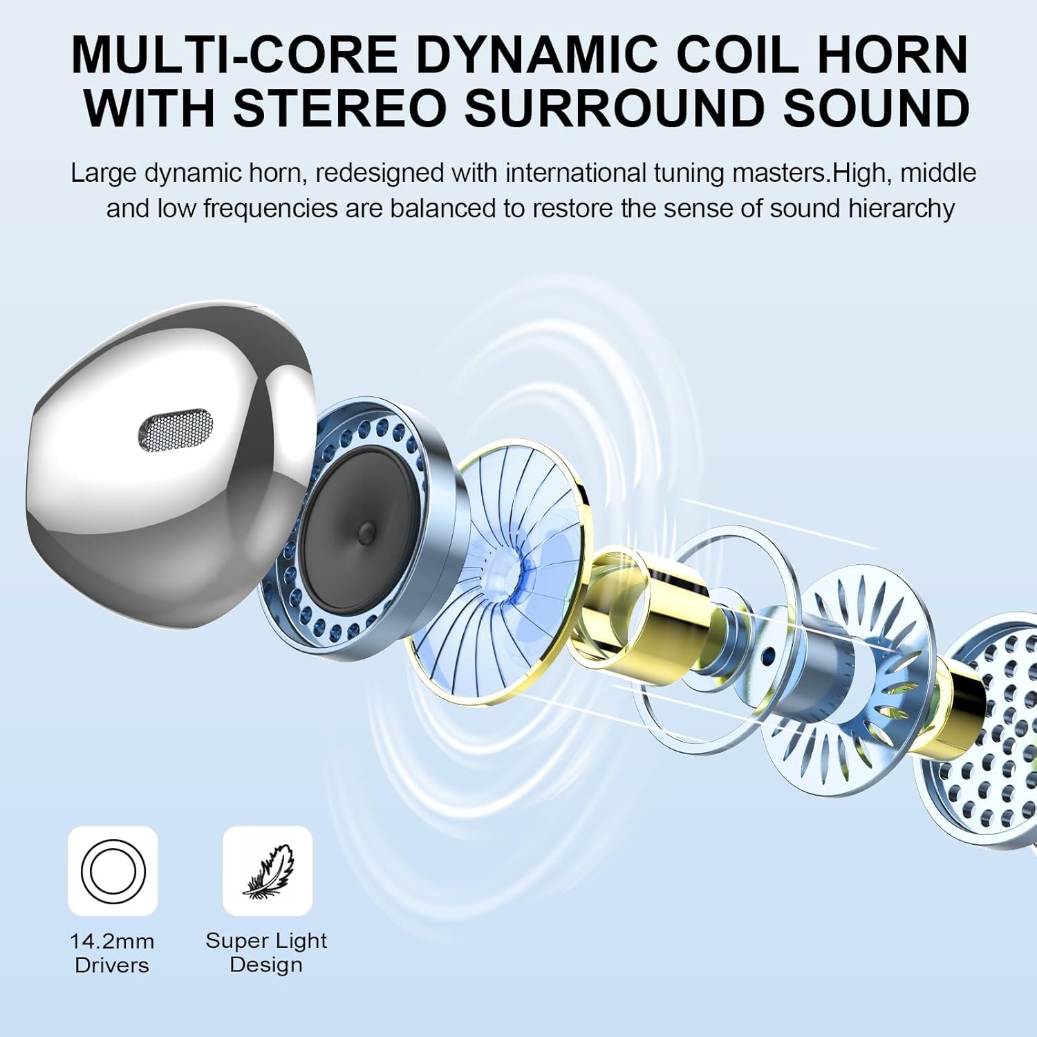 Auriculares Inalámbricos Bluetooth, Auriculares Bluetooth 5.4 Sonido Envolvente con HD Micrófono, Controlador de 14,2 mm, 48H Cascos Inalambricos con Reducción de Ruido, Pantalla LED, IP7 Impermeable - 3