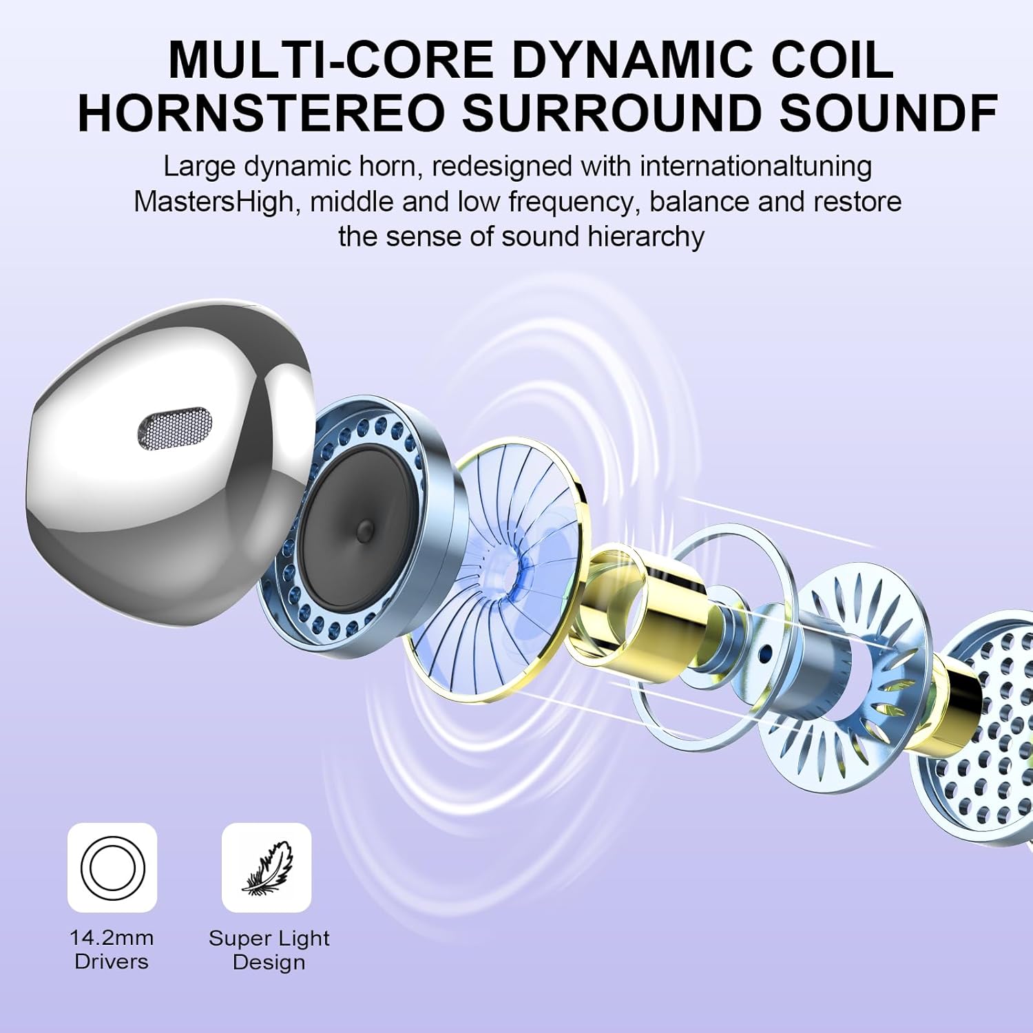 Auriculares Inalámbricos Bluetooth, Auriculares Bluetooth 5.4 Sonido Envolvente con HD Micrófono, Controlador de 14,2 mm, 48H Cascos Inalambricos con Reducción de Ruido, Pantalla LED, IP7 Impermeable - 3