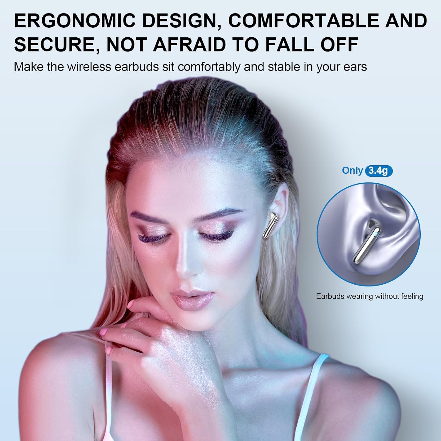 Auriculares Inalámbricos Bluetooth, Auriculares Bluetooth 5.4 Sonido Envolvente con HD Micrófono, Controlador de 14,2 mm, 48H Cascos Inalambricos con Reducción de Ruido, Pantalla LED, IP7 Impermeable - 6