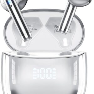 Auriculares Inalámbricos Bluetooth, Auriculares Bluetooth 5.4 Sonido Envolvente con HD Micrófono, Controlador de 14,2 mm, 48H Cascos Inalambricos con Reducción de Ruido, Pantalla LED, IP7 Impermeable