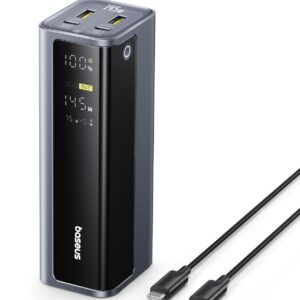 Baseus EnerGeek Power Bank 145W 20800 mAh, Bateria Externa Carga Rapida con 2X USB-C PD 3.0 100W MAX, Affichage Intelligent, Compatible con MacBook Pro, DELL, HP, SteamDeck, iPhone 16/15/14, Samsung