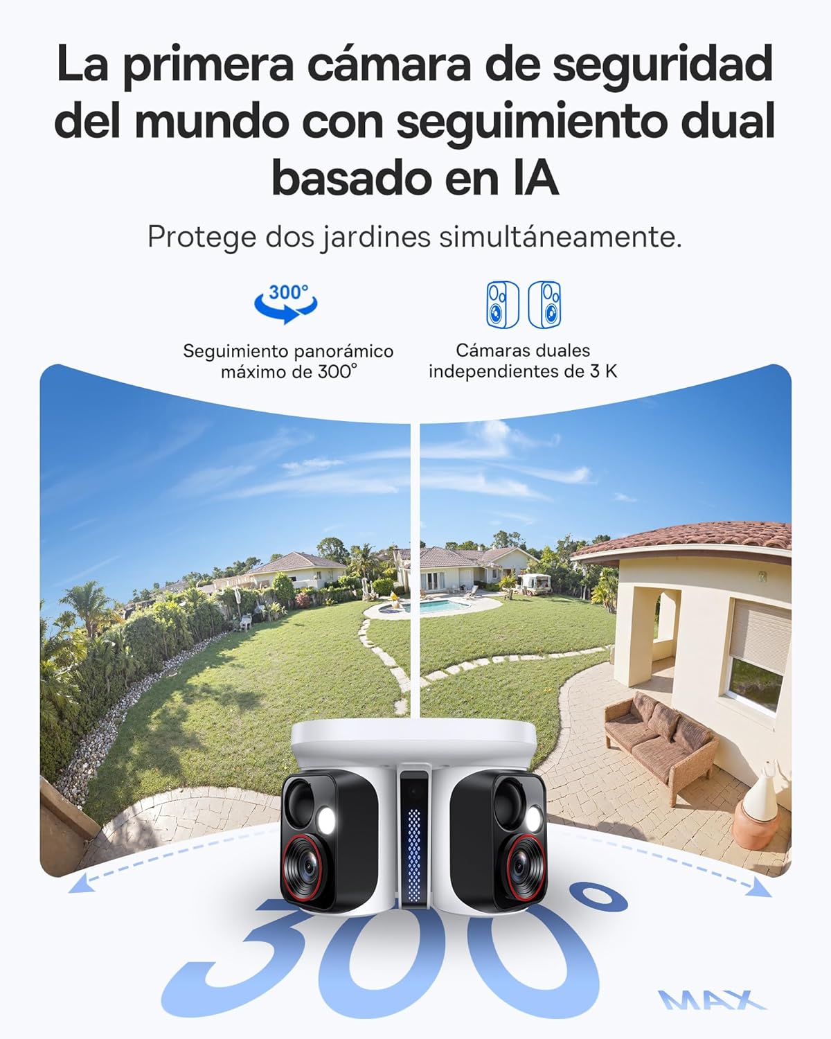 Baseus Security X1 Pro Cámara de Vigilancia Exterior – Doble Seguimiento IA, vigilancia 300°, visión Nocturna, cámara Solar inalámbrica a batería con detección IA, Patrulla automática, hasta 512 GB - 2