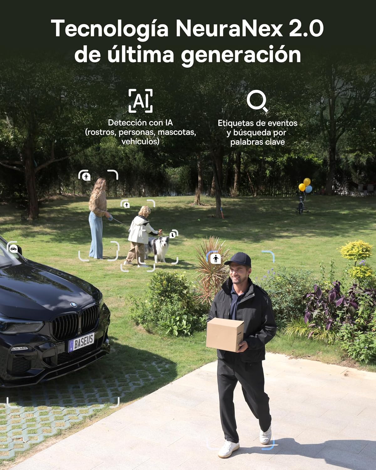Baseus Security X1 Pro Cámara de Vigilancia Exterior – Doble Seguimiento IA, vigilancia 300°, visión Nocturna, cámara Solar inalámbrica a batería con detección IA, Patrulla automática, hasta 512 GB - 5
