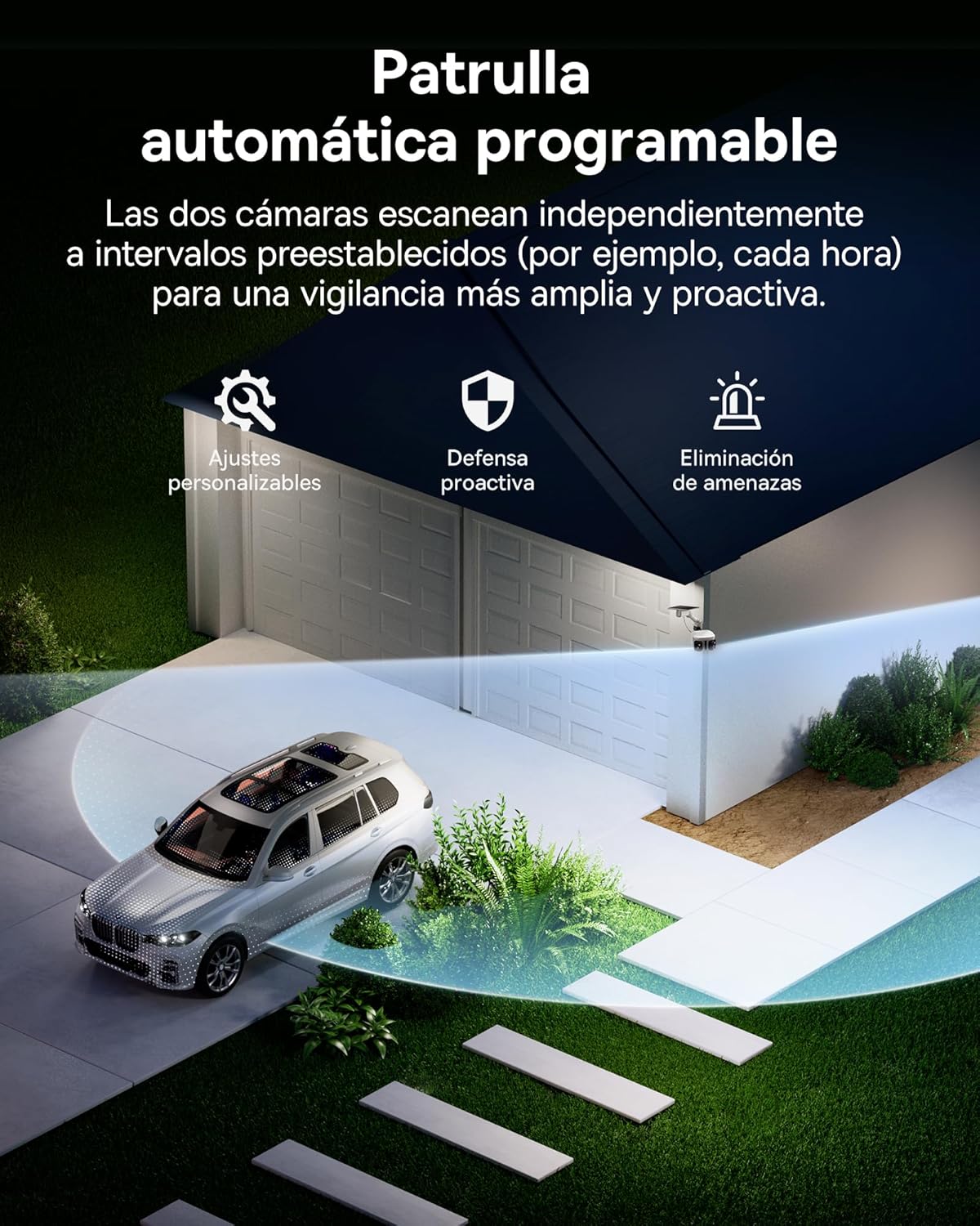 Baseus Security X1 Pro Cámara de Vigilancia Exterior – Doble Seguimiento IA, vigilancia 300°, visión Nocturna, cámara Solar inalámbrica a batería con detección IA, Patrulla automática, hasta 512 GB - 6