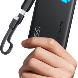 INIU Power Bank, Pequeño 45W Carga Rápida 10000mAh Bateria Externa con Cable USB C Desmontable, Apto para Avión, Esenciales de Viaje, Bateria Portatil para iPhone 17 16 Pro, Samsung S22, Xiaomi etc