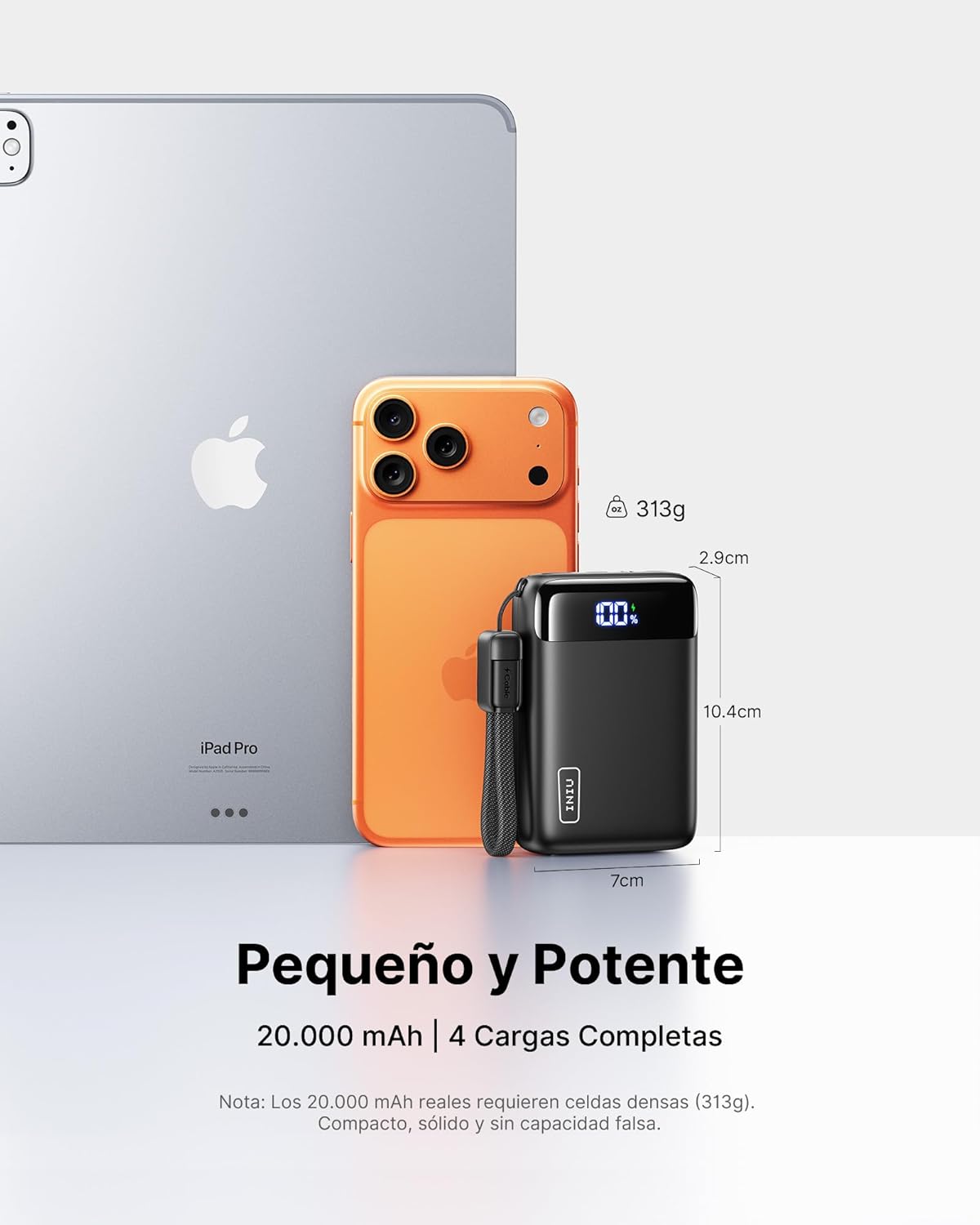 INIU Power Bank, Ultrapequeño 20000mAh 22,5W Carga Rapida Bateria Externa con Cable USB C Adjunto, Apto para Avión, Esenciales de Viaje, Bateria Portatil para iPhone 17 16, Samsung, iPad, Xiaomi etc - 2