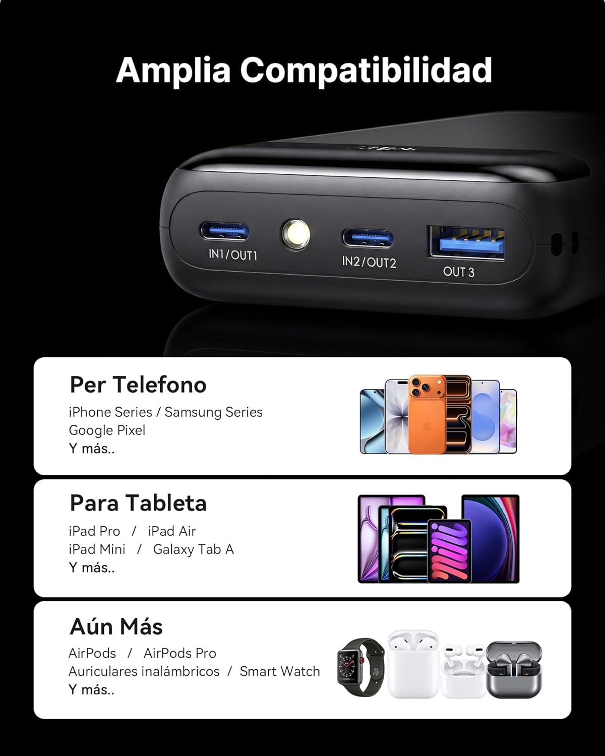 INIU Power Bank, Ultrapequeño 20000mAh 22,5W Carga Rapida Bateria Externa con Cable USB C Adjunto, Apto para Avión, Esenciales de Viaje, Bateria Portatil para iPhone 17 16, Samsung, iPad, Xiaomi etc - 6