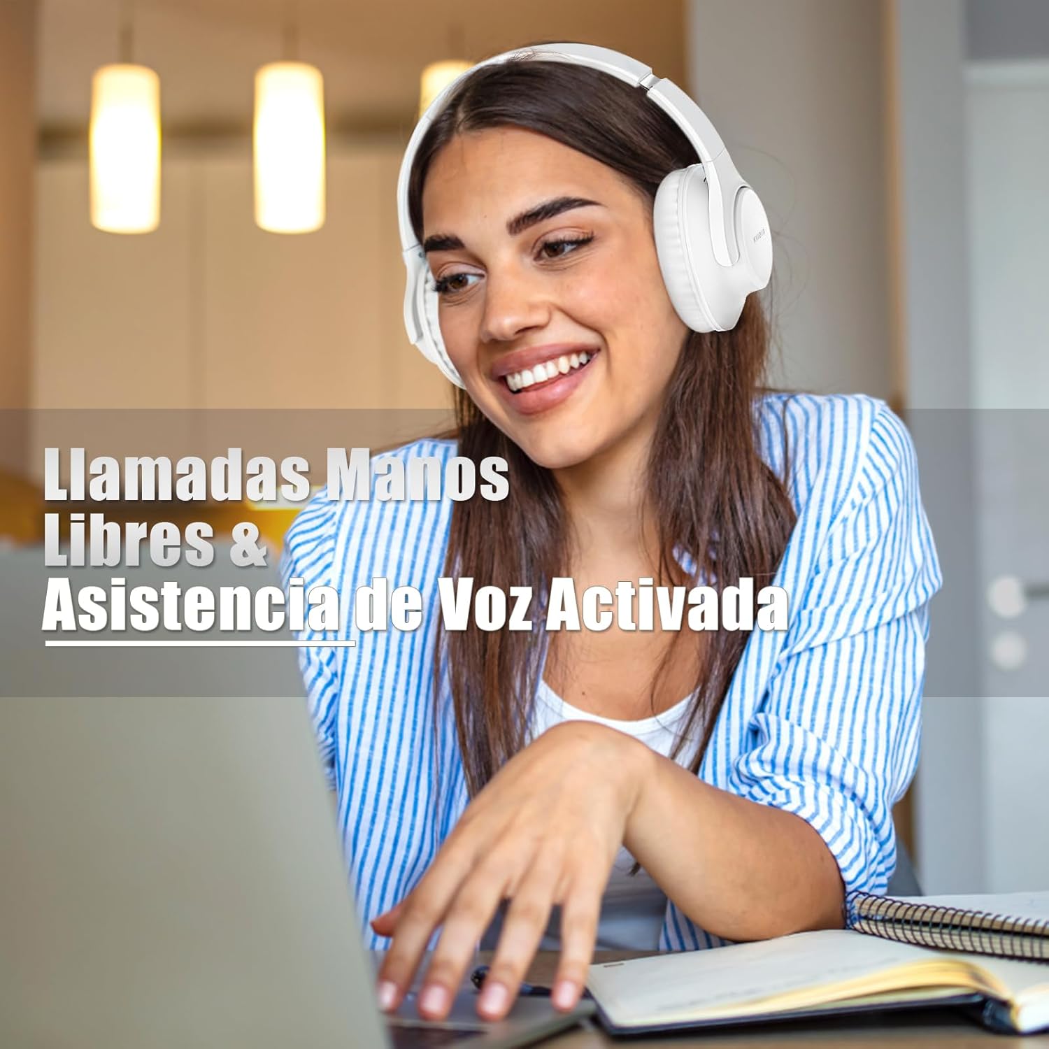 KVIDIO Auriculares Inalambricos Bluetooth, 65 Horas de Reproducción Auriculares Bluetooth, Cascos Ligeros Plegables con Micrófono, Graves Profundos - 4