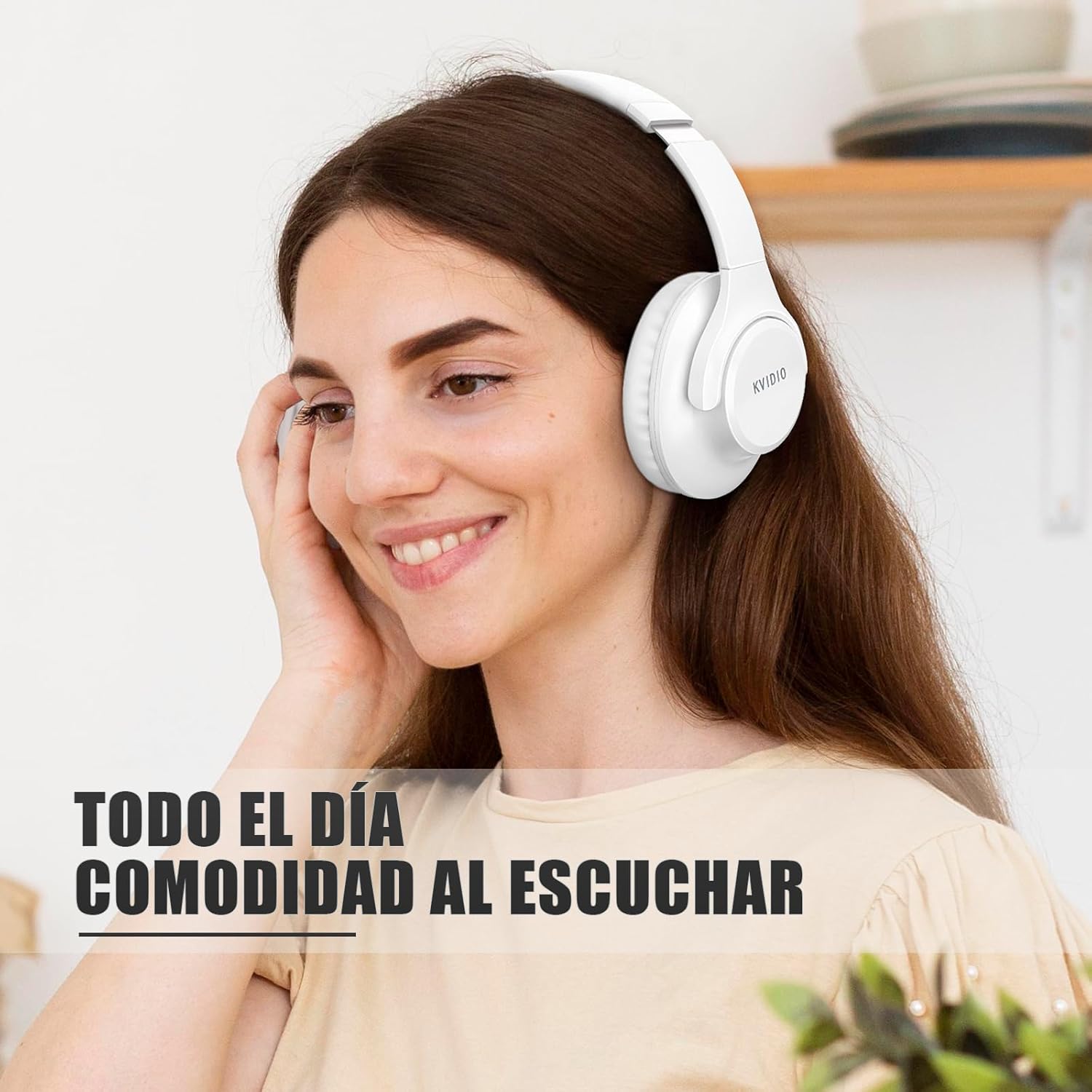 KVIDIO Auriculares Inalambricos Bluetooth, 65 Horas de Reproducción Auriculares Bluetooth, Cascos Ligeros Plegables con Micrófono, Graves Profundos - 5