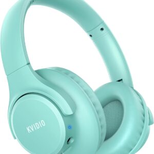 KVIDIO Auriculares Inalambricos Bluetooth, 65 Horas de Reproducción Auriculares Bluetooth, Cascos Ligeros Plegables con Micrófono, Graves Profundos (Negro) (Verde)